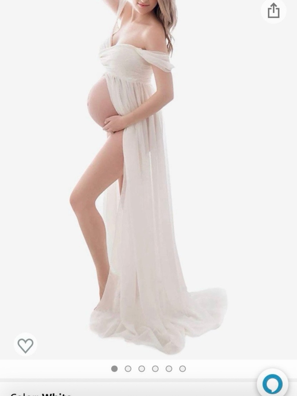 Amazon Off-Shoulder Maternity Gown in White